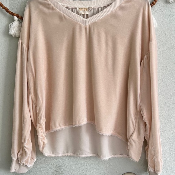 Nation LTD peach velvet cropped top - Picture 1 of 6